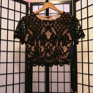 Tobi Black Lace Crop Top